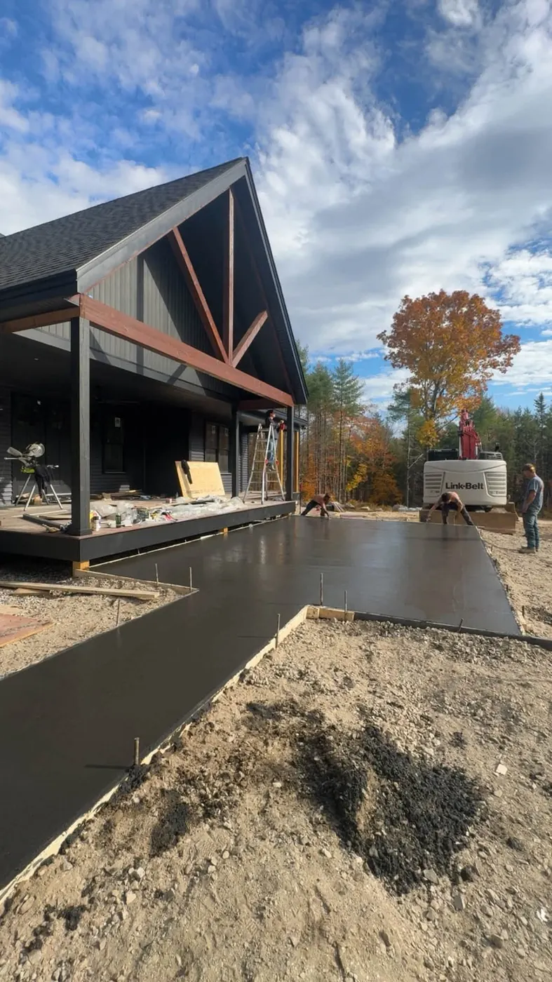 After: fresh concrete patio and walkway poured at a new home in Ann Arbor, MI