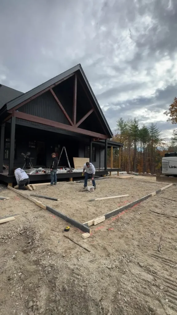 Before: concrete patio and walkway forms set at a new home in Ann Arbor, MI