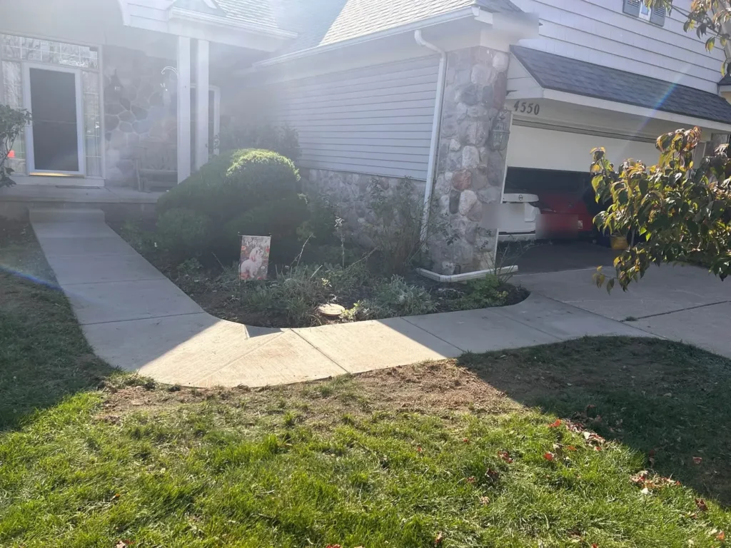 New front concrete walkway from porch to driveway in Georgetown, Ann Arbor MI
