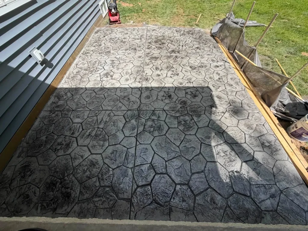 Stamped flagstone pattern concrete patio in Bryant, Ann Arbor MI